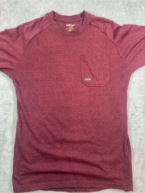 Ariat Rebar Men's Short Sleeve Pocket T-Shirt Burgundy Medium PTP 21
